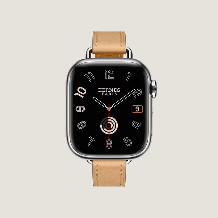 天然沙灘色 Apple Watch Hermès 41 MM Attelage Single Tour錶帶