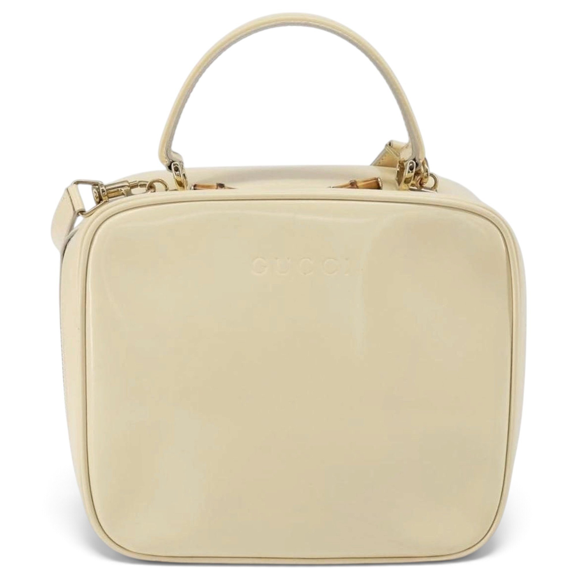 Bamboo patent leather handbag