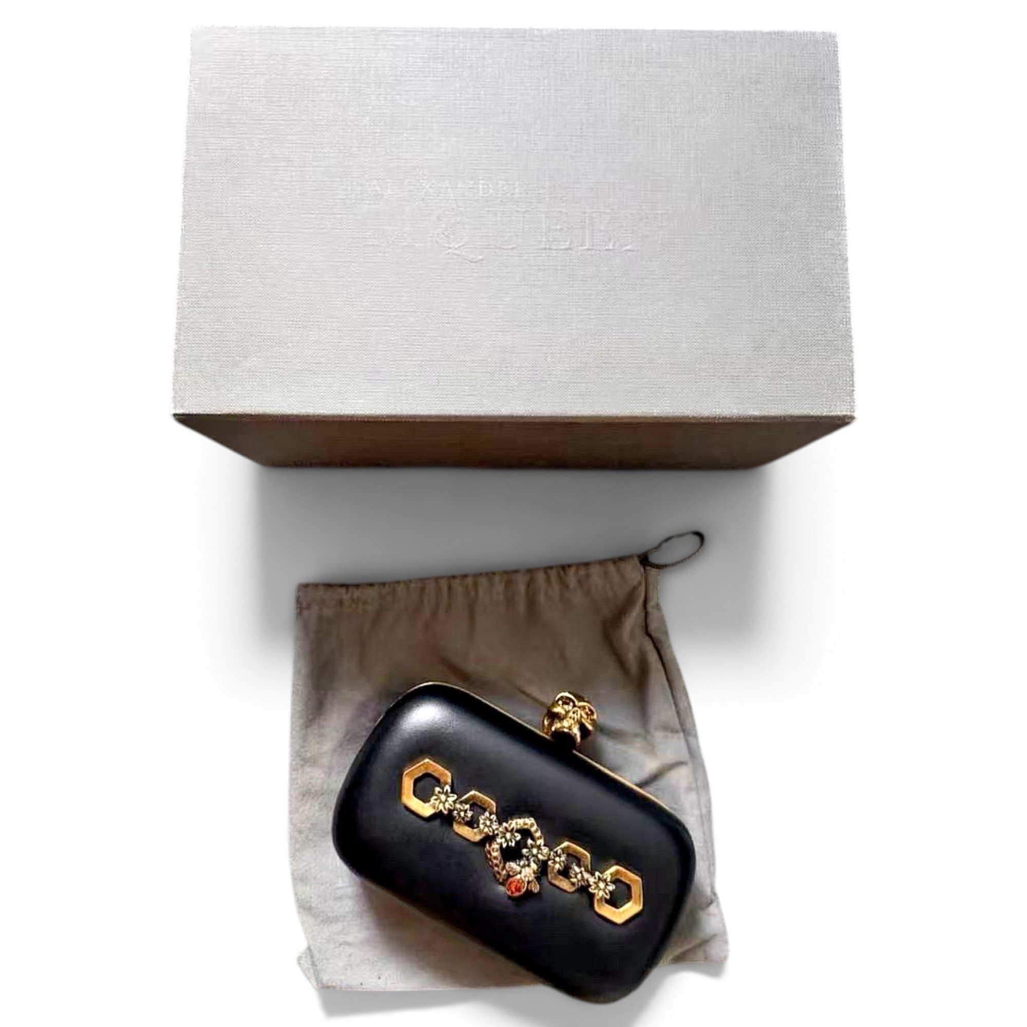 Skull leather clutch bag