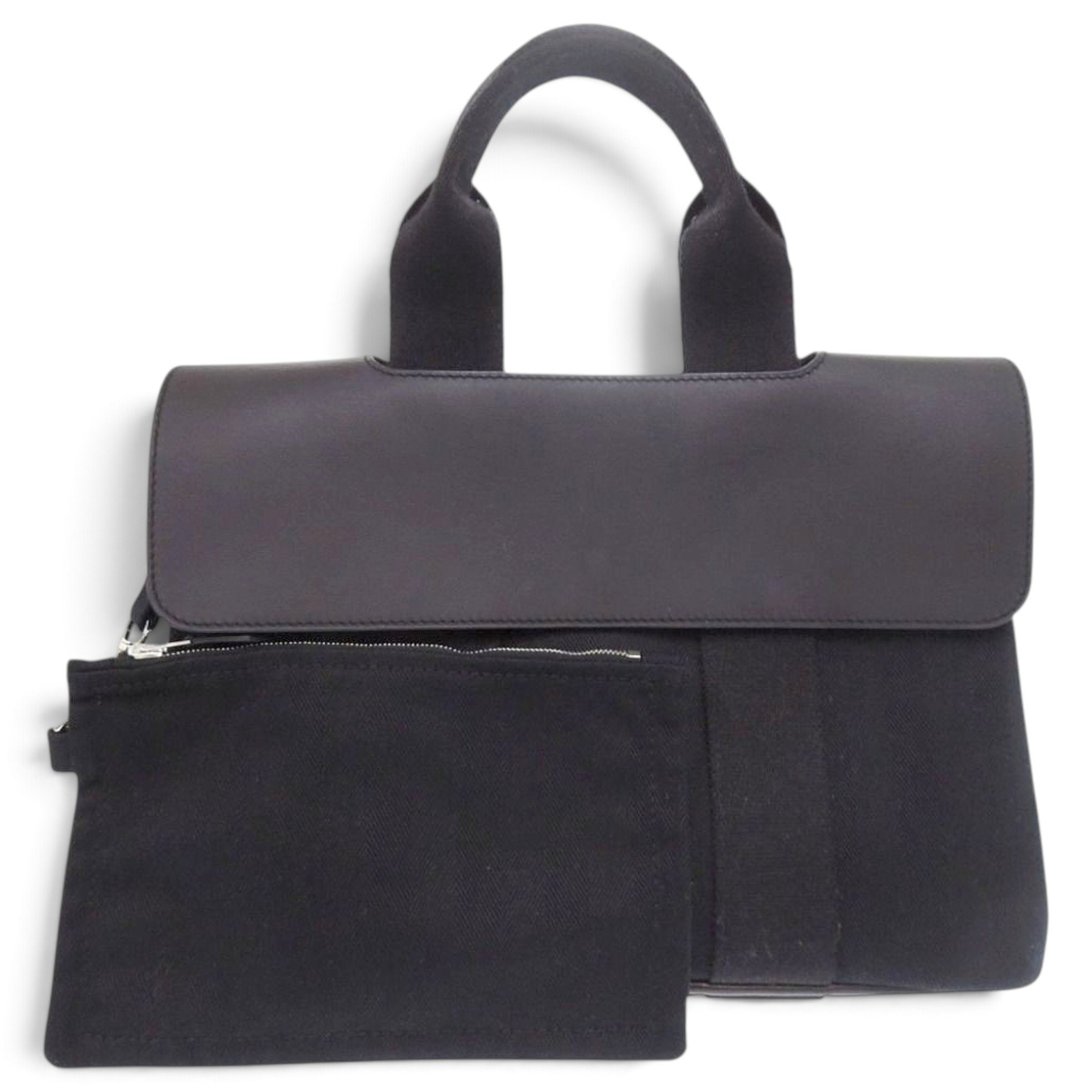 Hermes Valparaiso Pm Handbag Black Toile Chevron