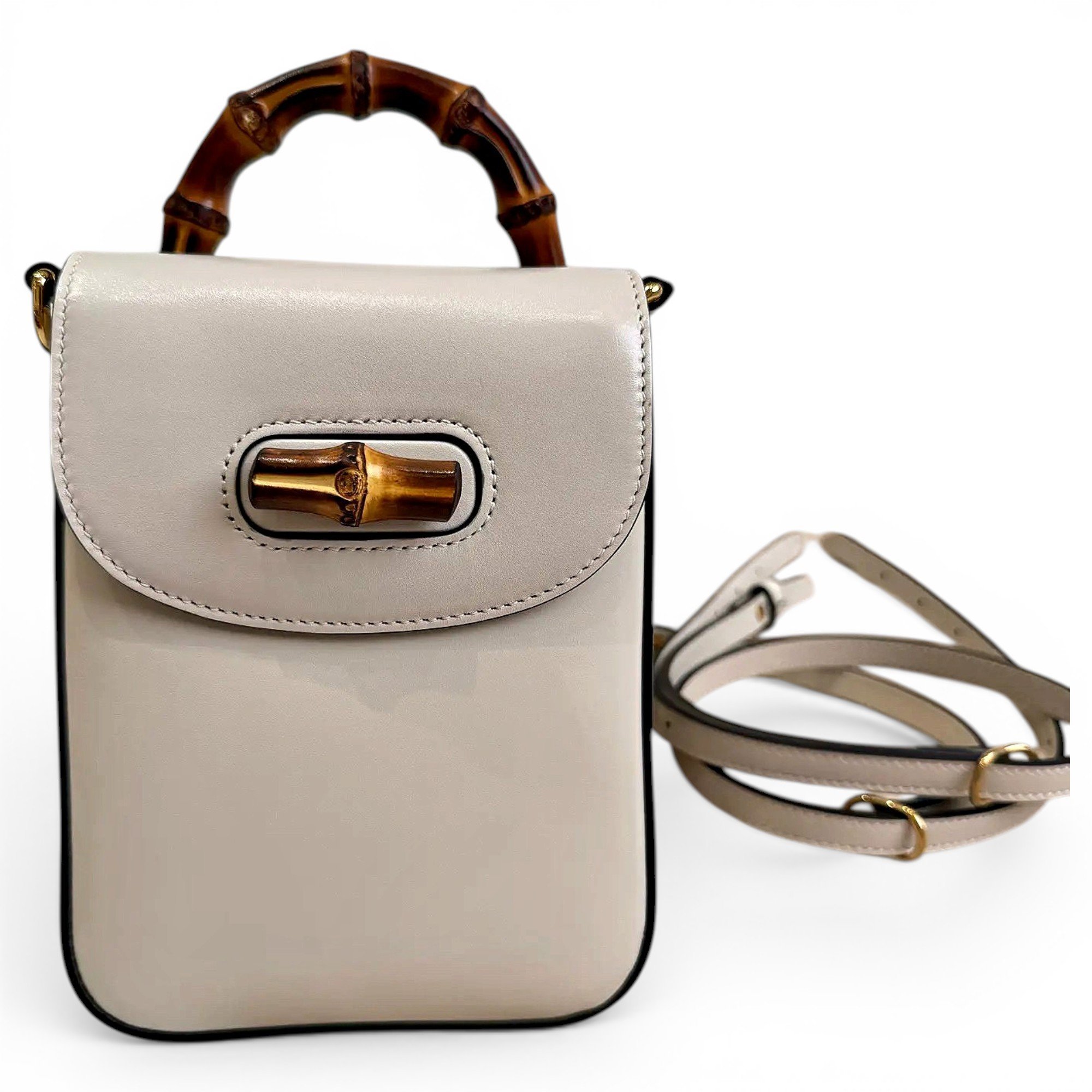 Convertible Bamboo Top Handle leather crossbody bag