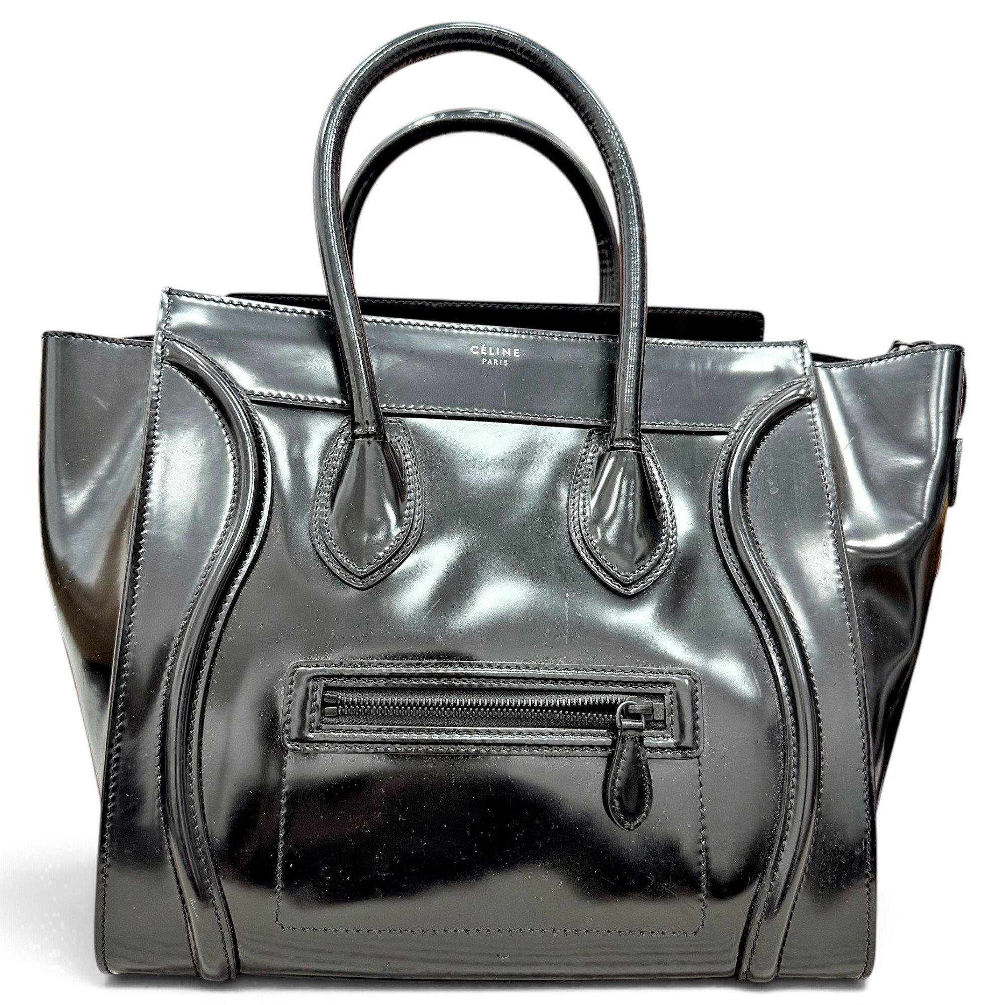 Luggage patent leather handbag