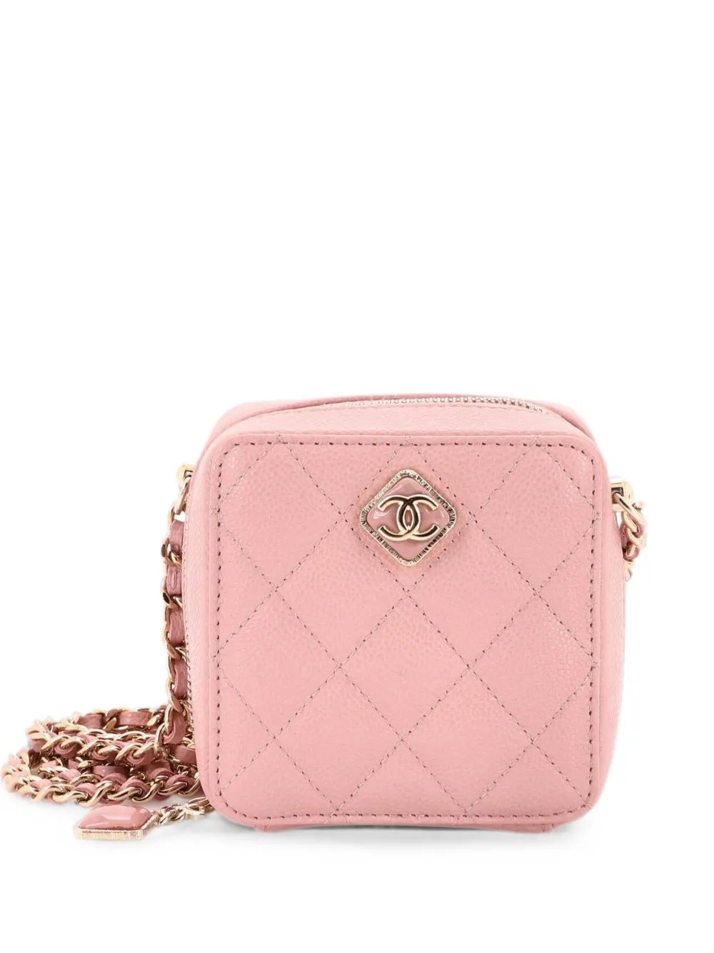 Diamond CC Zip Quilted Caviar Mini crossbody bag