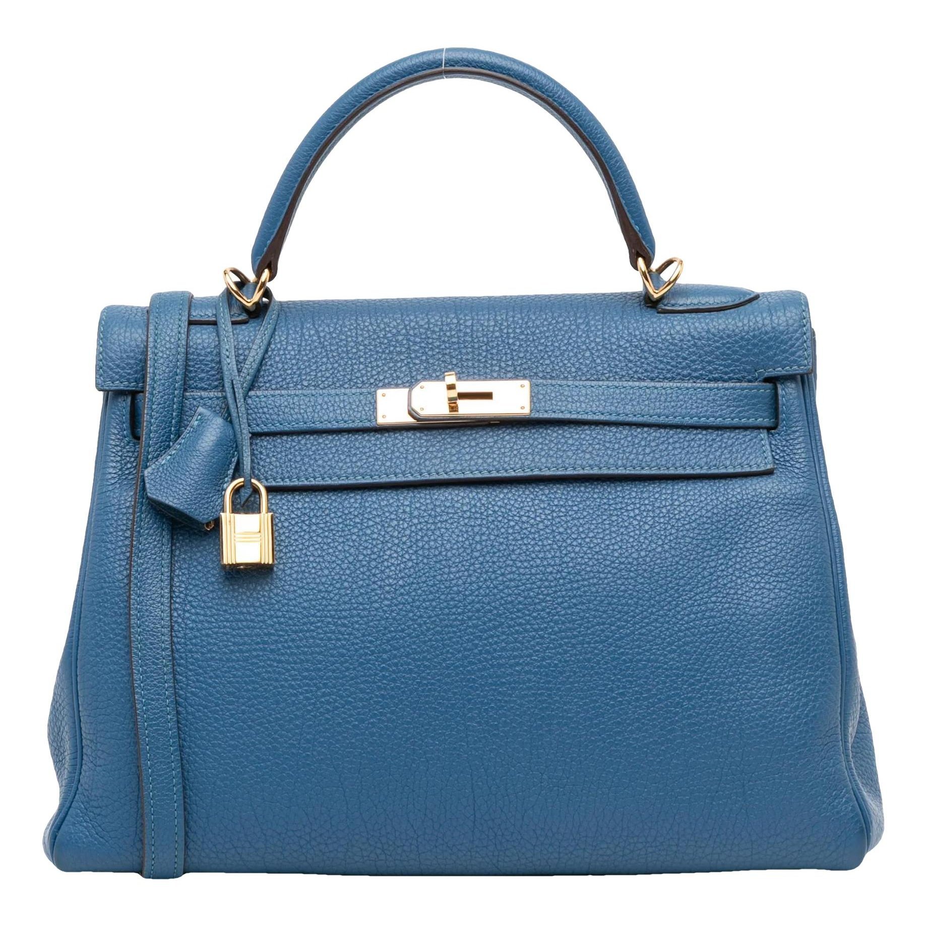 Hermes Kelly 32 Handbag Cobalt Togo Leather 2011