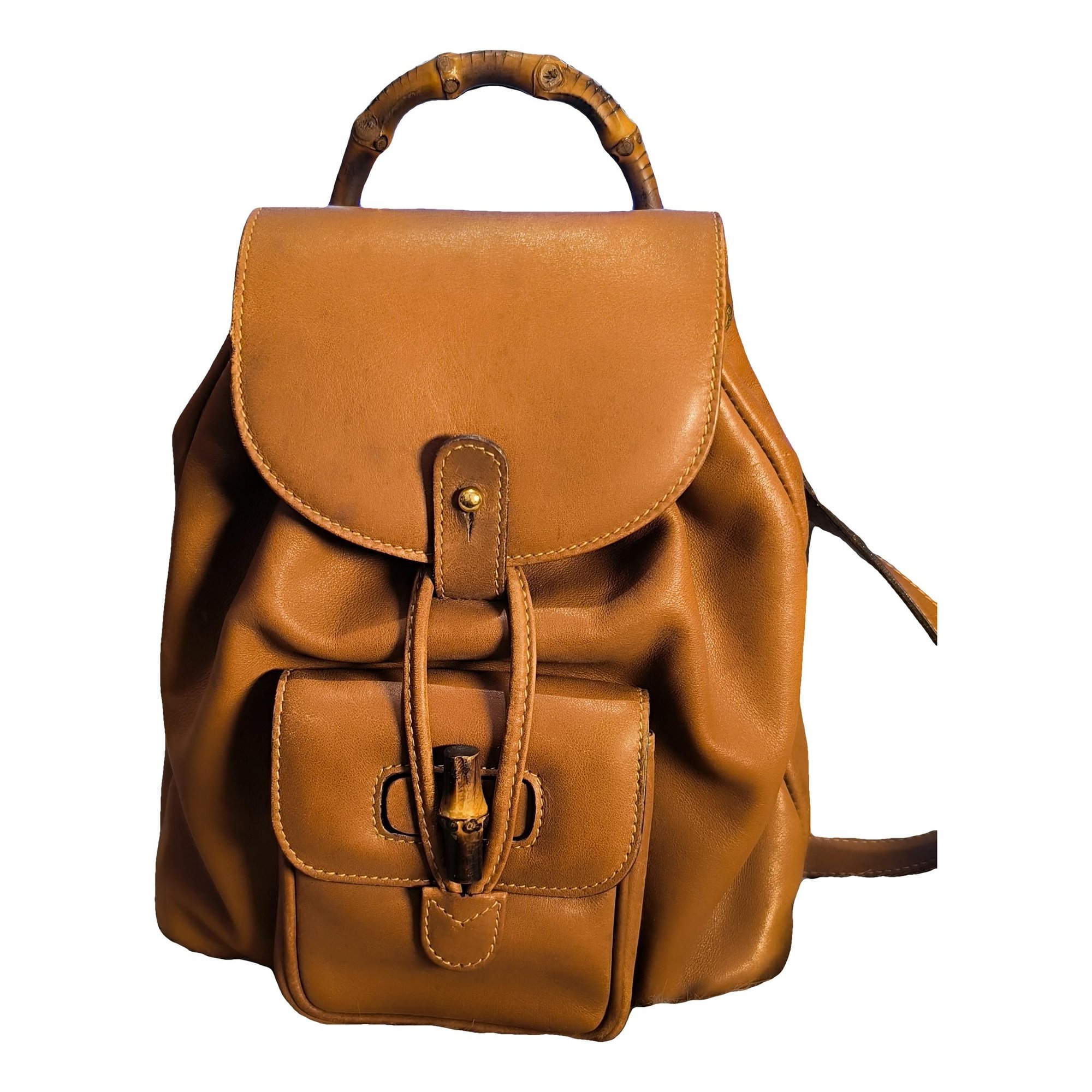 Bamboo Tassel Oval leather backpack