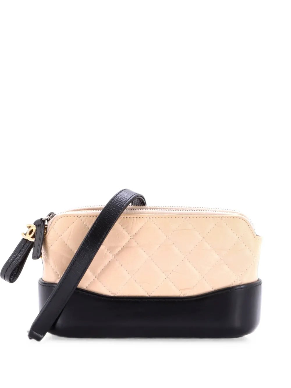 Gabrielle Double Zip with Chain Quilted Aged Calfskin clutch bag