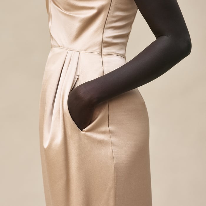 Beige Gold Bustier Dress