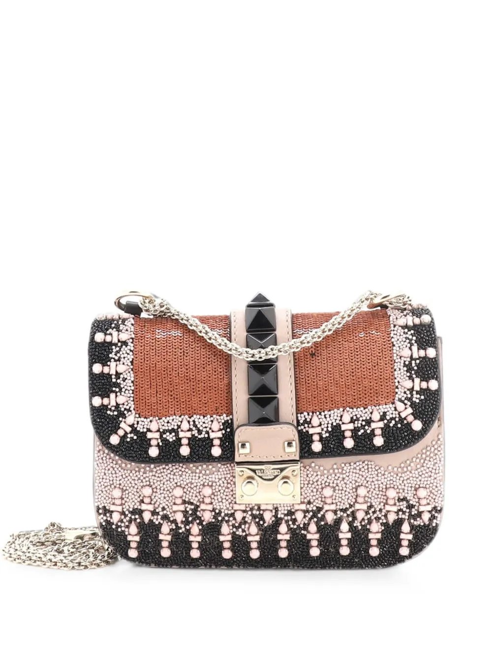 Glam Lock Beaded Leather Mini shoulder bag