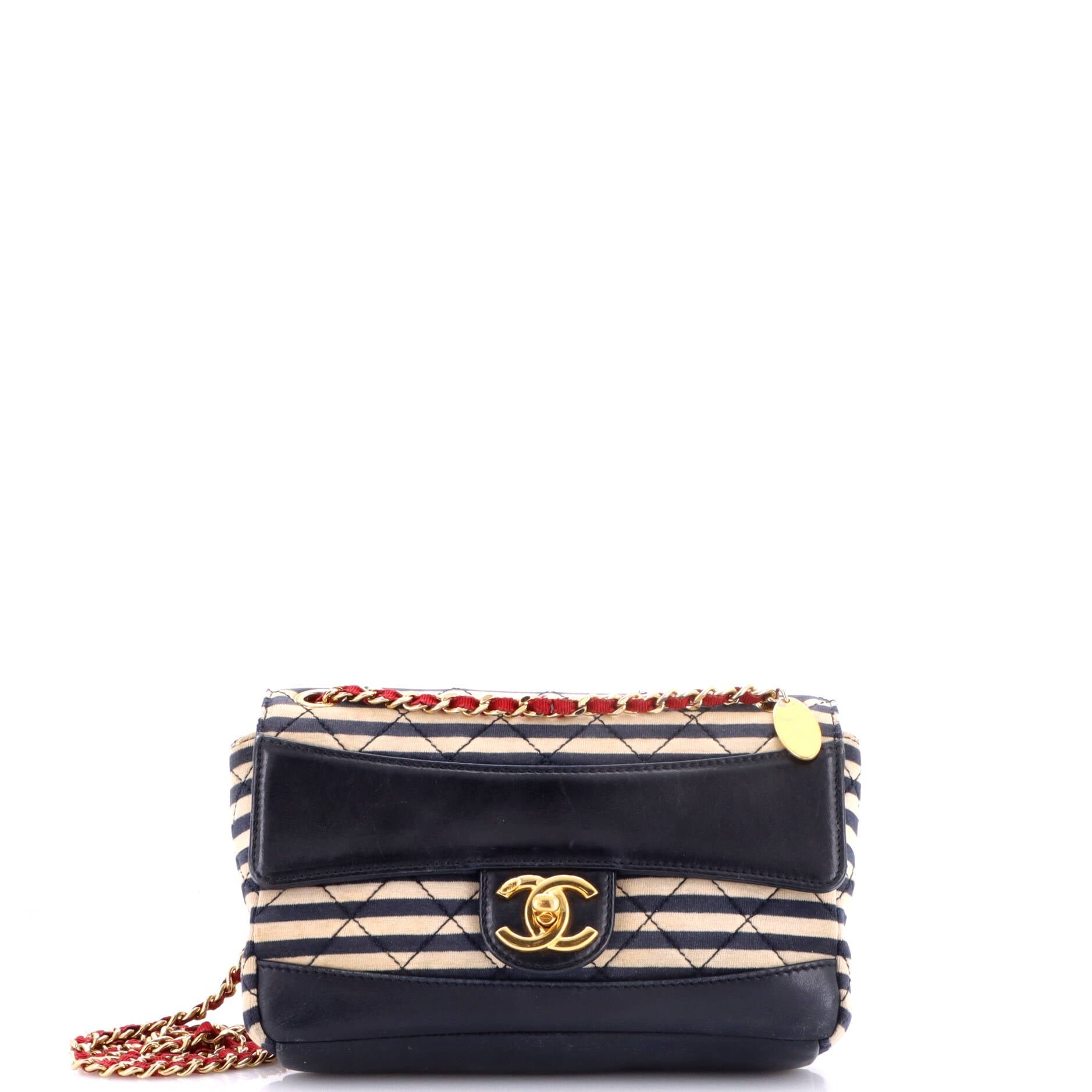 Coco Sailor Medallion Flap Bag Quilted Jersey and Lambskin Small
