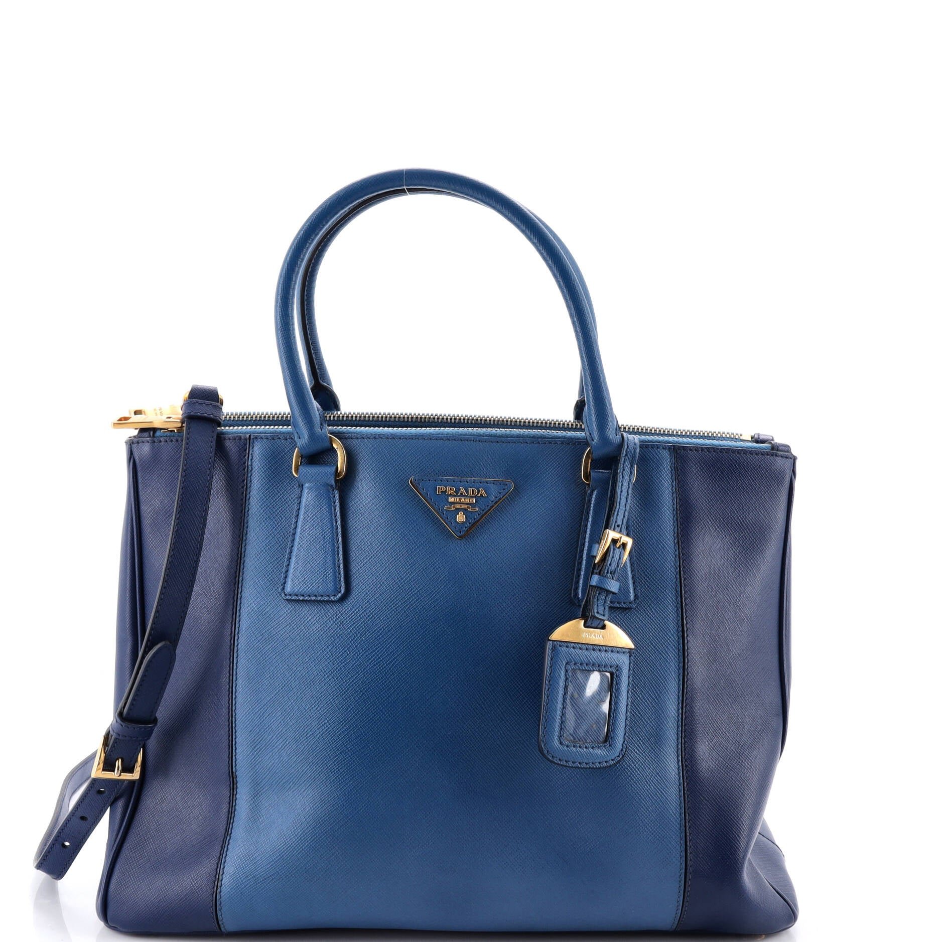 Bicolor Double Zip Lux Tote Saffiano Leather Medium