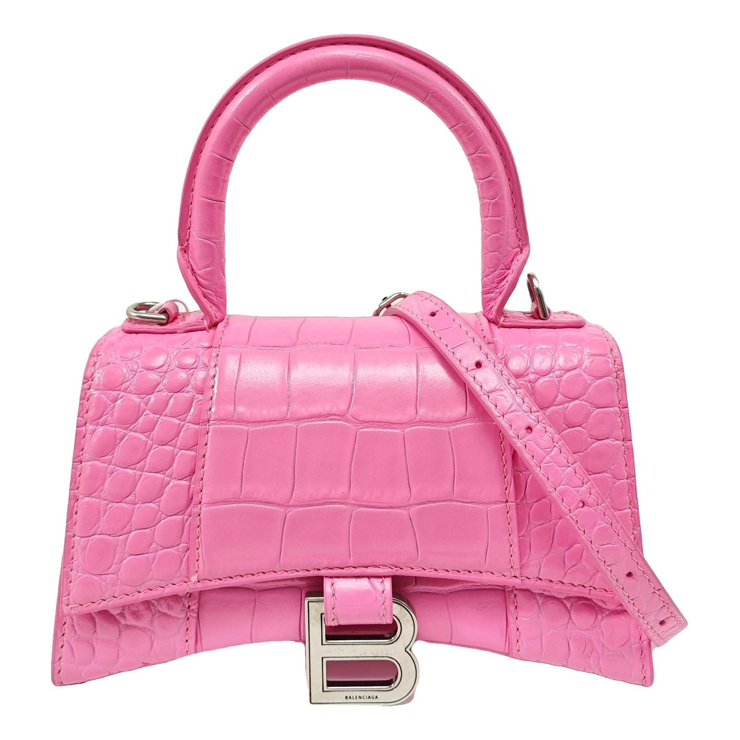 Hourglass leather handbag