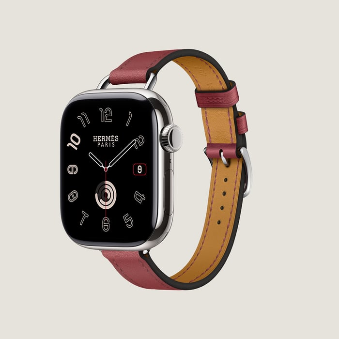 Rouge Grenat Band Apple Watch Hermès Single Tour 41 MM Attelage