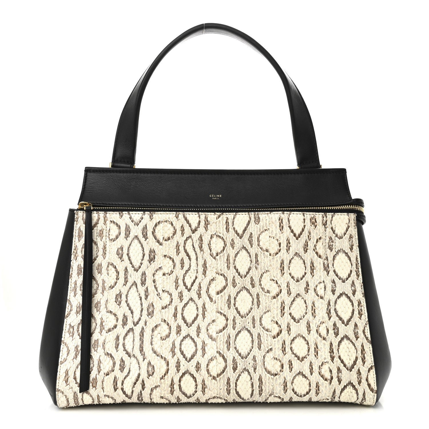Celine Snakeskin Medium Edge Shoulder Bag Natural Black