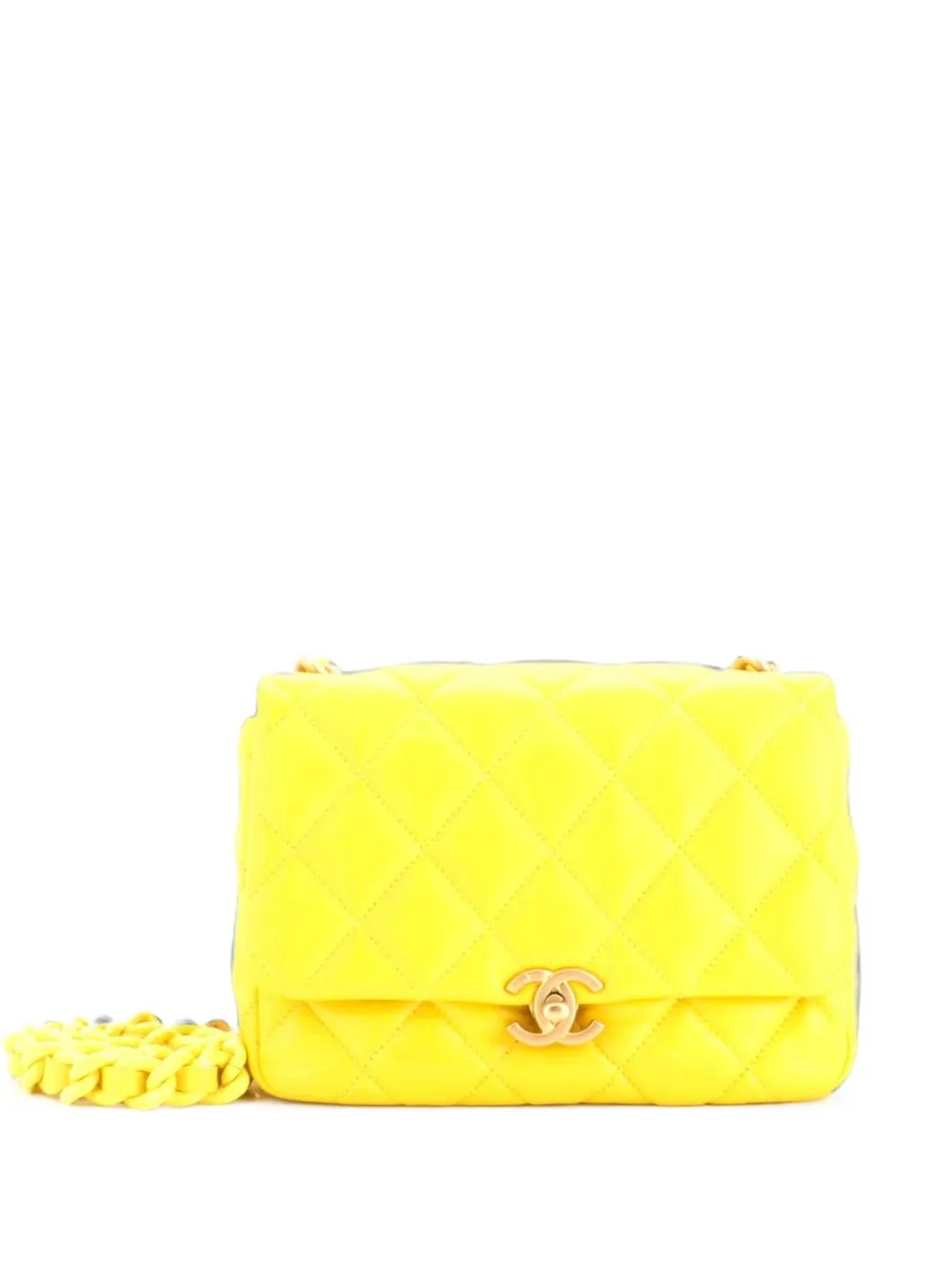 Lacquered Metal CC Flap Bag Quilted Lambskin Small shoulder bag