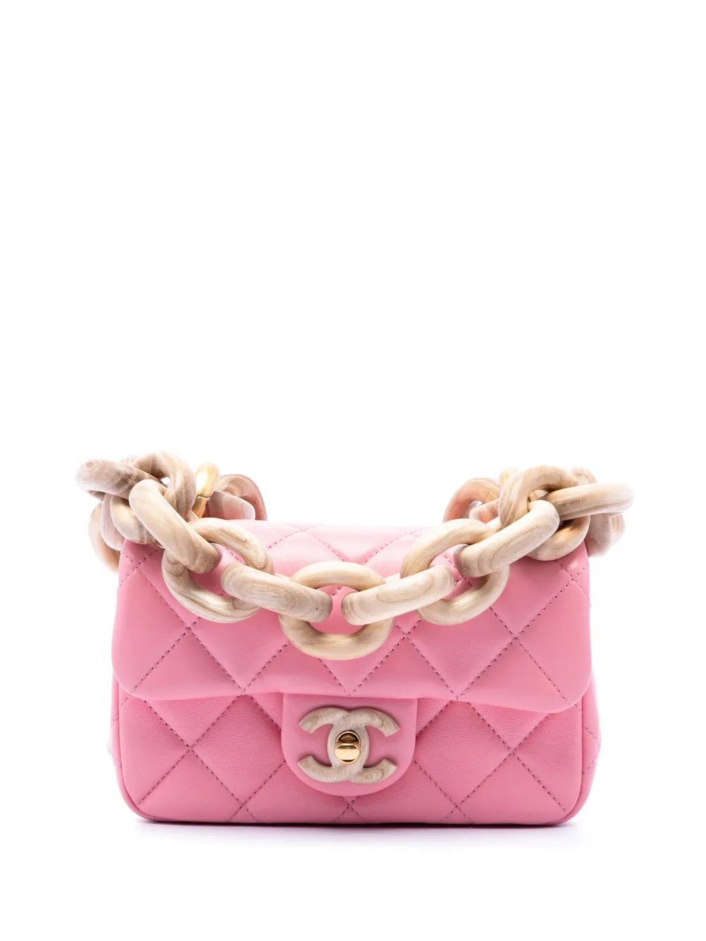2021-2026 Mini Wenge Wood Chain Flap crossbody bag