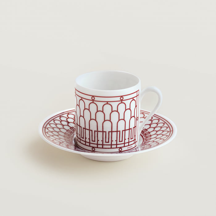 ノーカラー コーヒーカップ＆ソーサー 〈hデコ〉 レッド