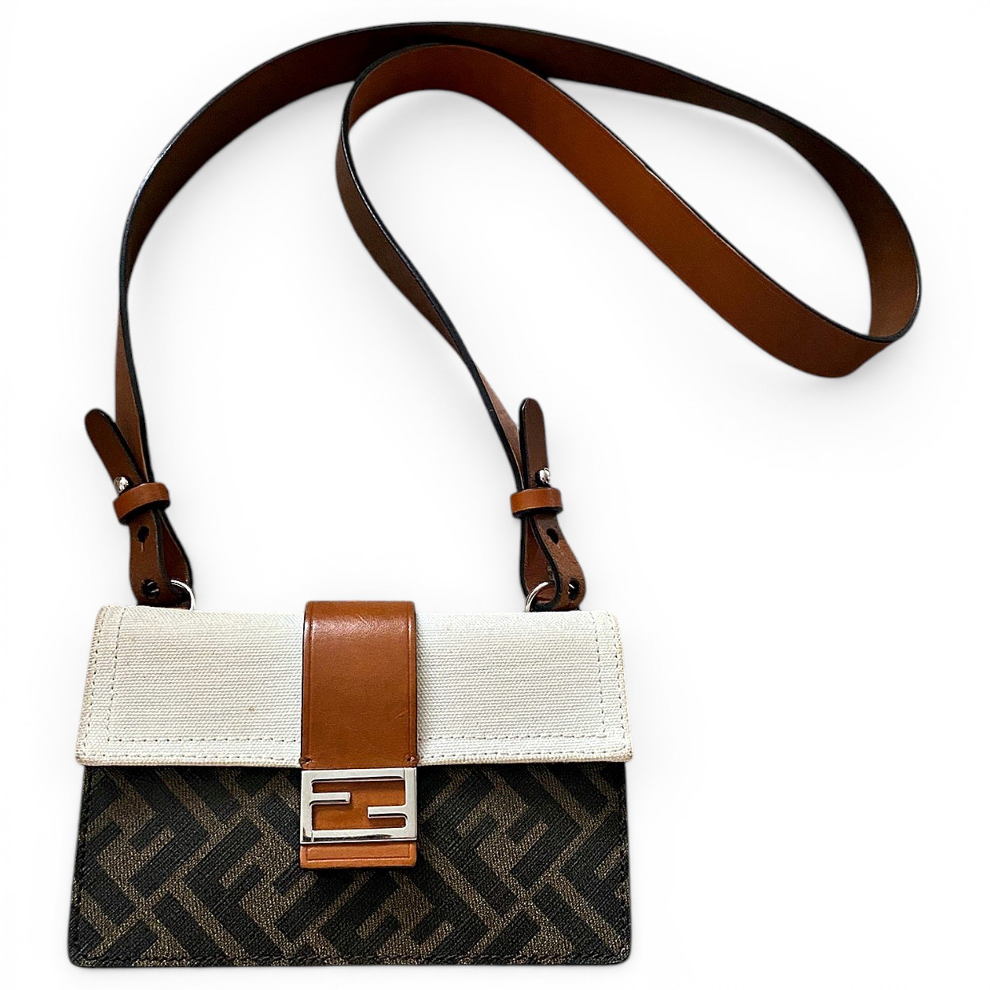 Flat Baguette leather crossbody bag