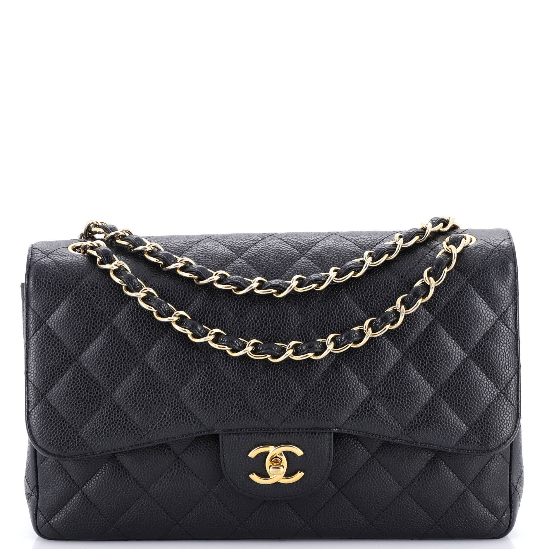 Vintage Classic Double Flap Bag Quilted Caviar Jumbo