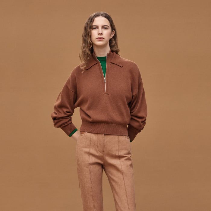 Marron Fauve High Collar Sweater