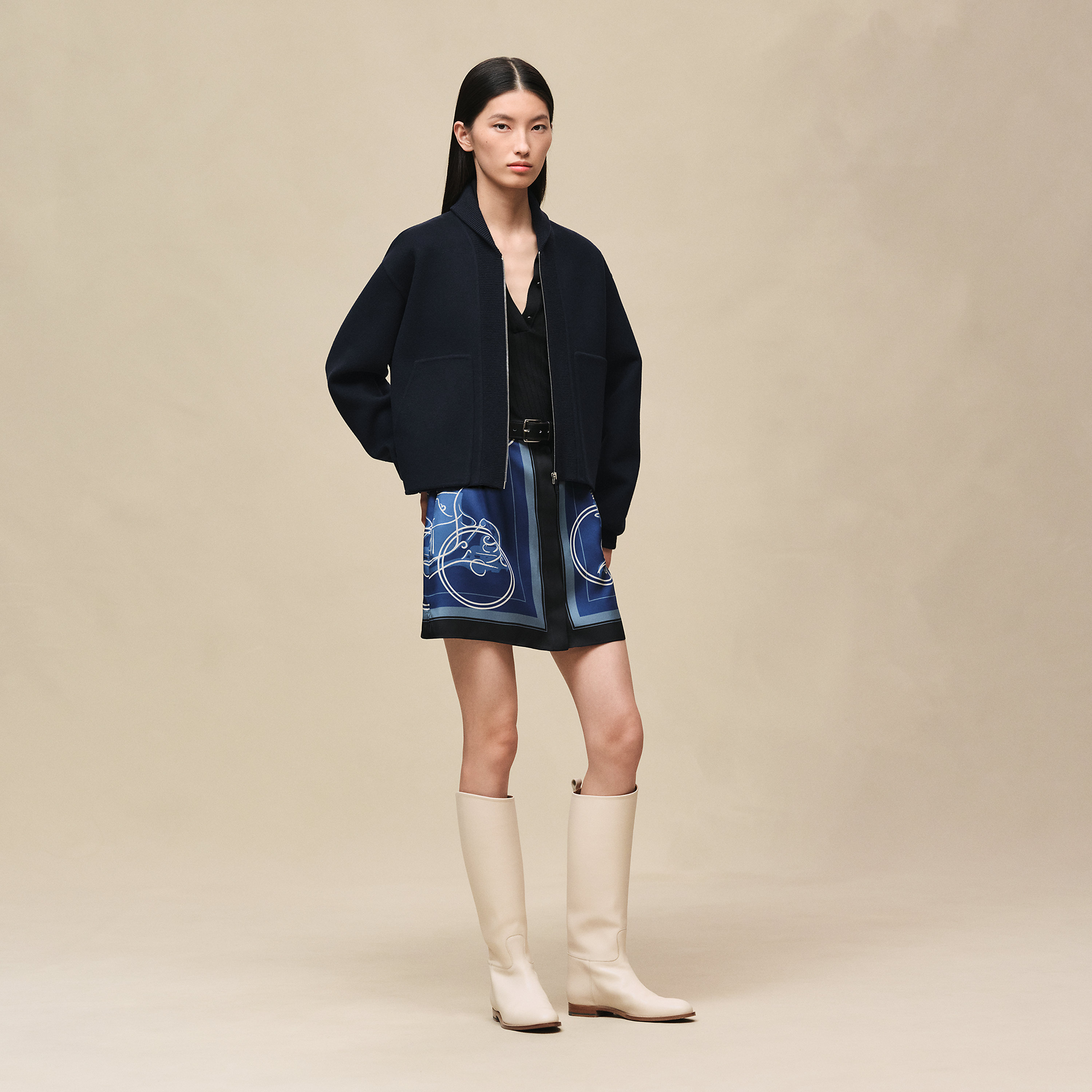Blouson mix maille