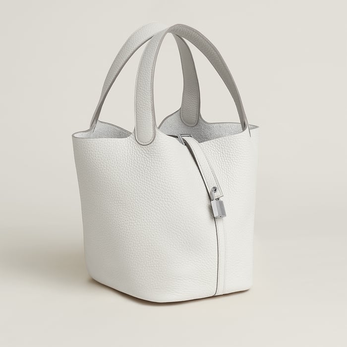 New White Picotin Lock 22 Bag