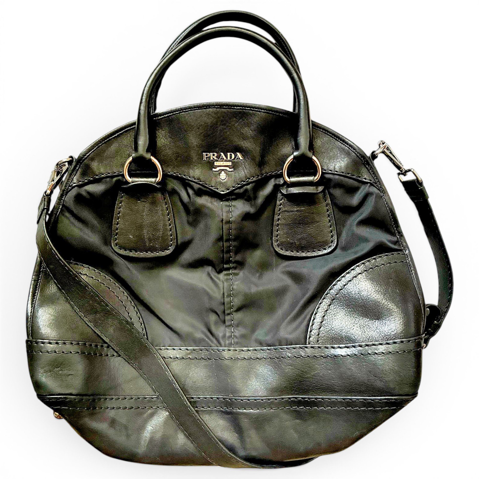 Bowling leather handbag