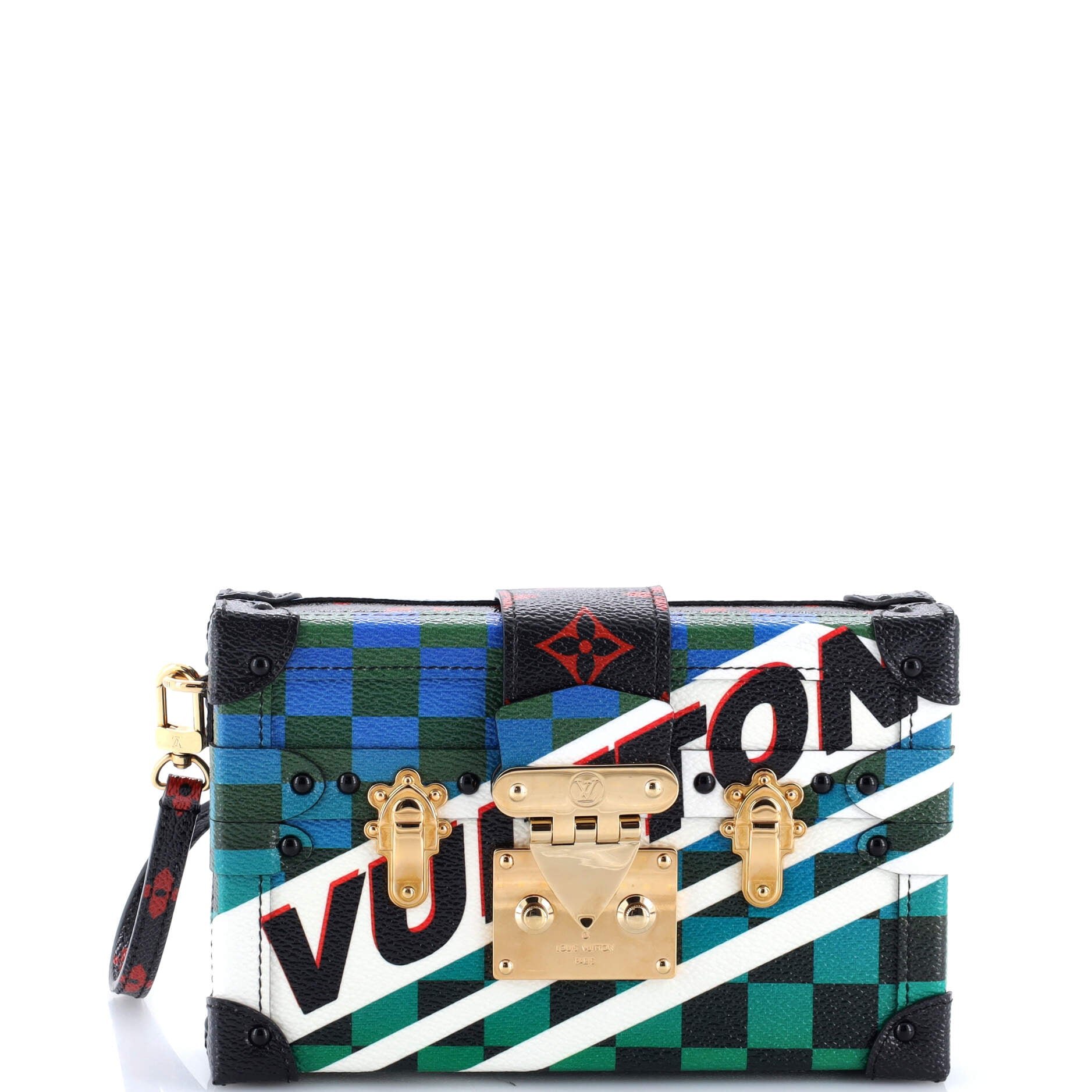 Louis Vuitton Petite Malle Handbag Limited Edition Race Print Canvas