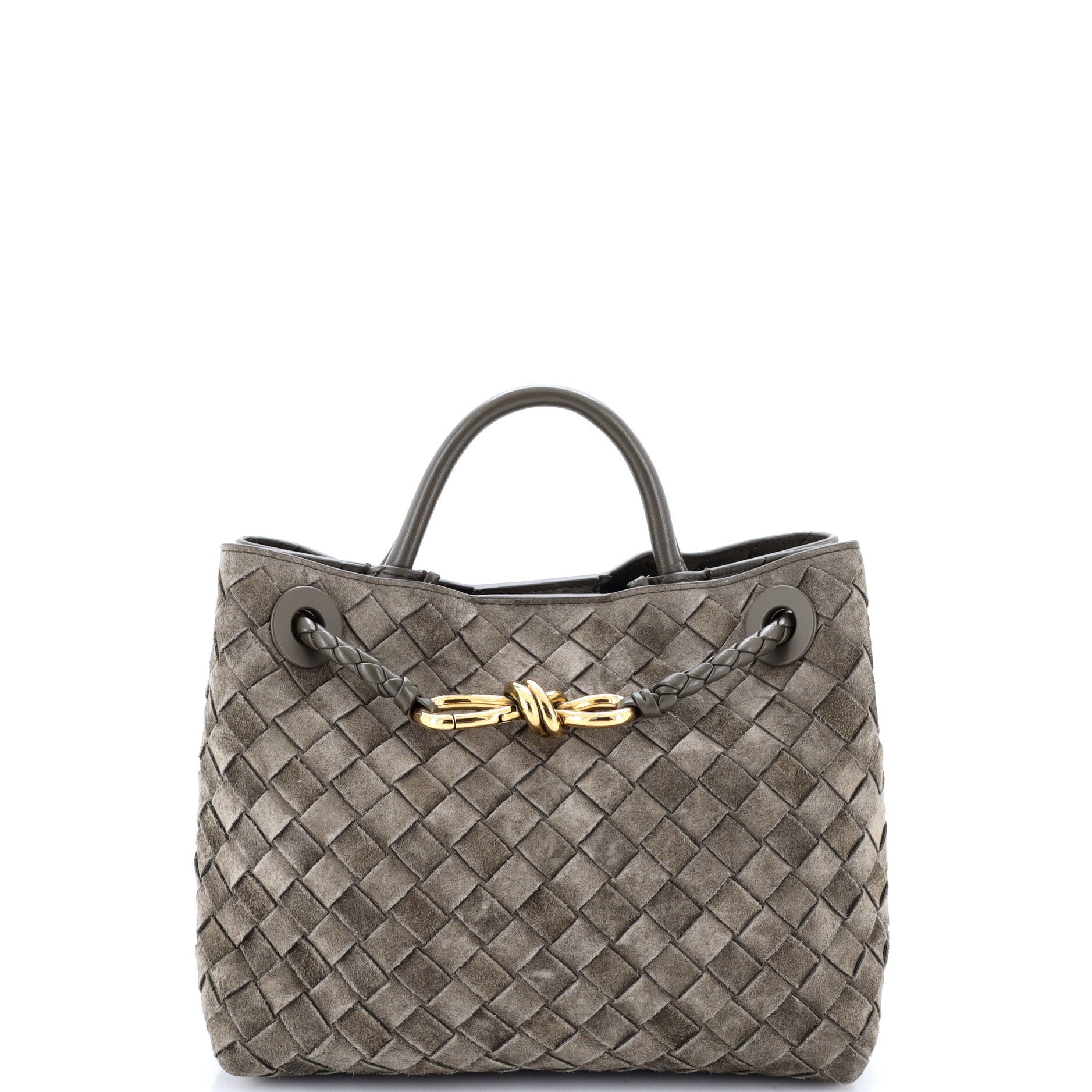 Andiamo Top Handle Bag Intrecciato Suede Small