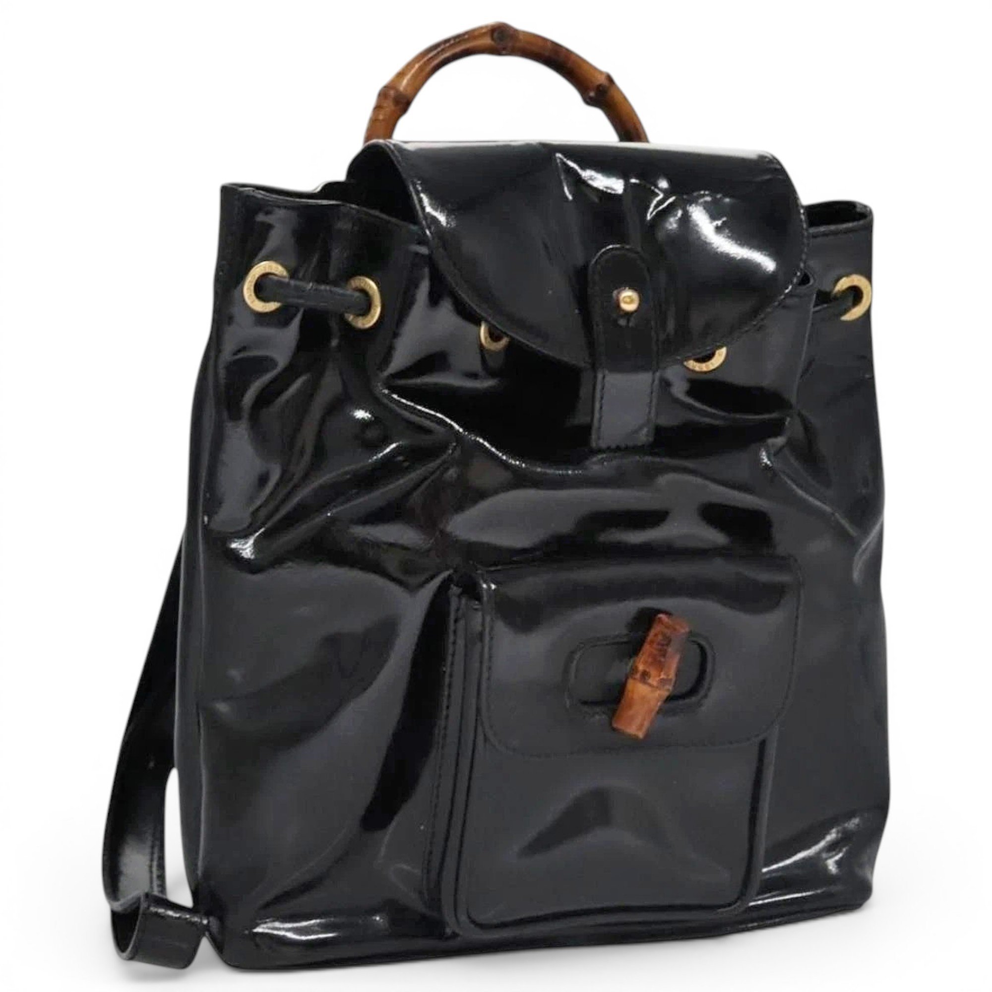 Patent leather backpack