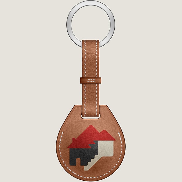 Gold Apple Airtag Hermès Key Ring