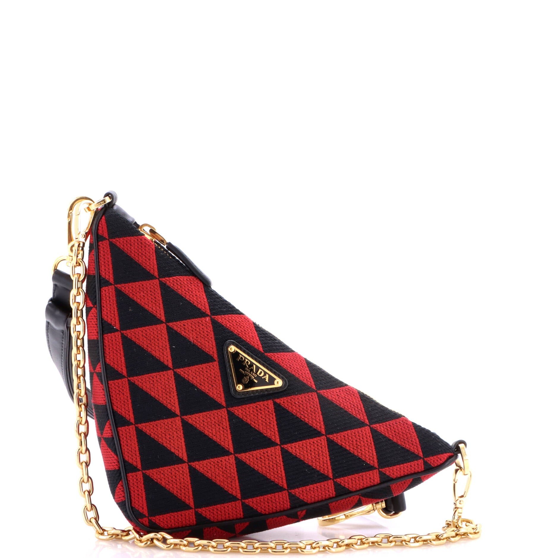 Symbole Triangle Bag Leather and Jacquard Mini