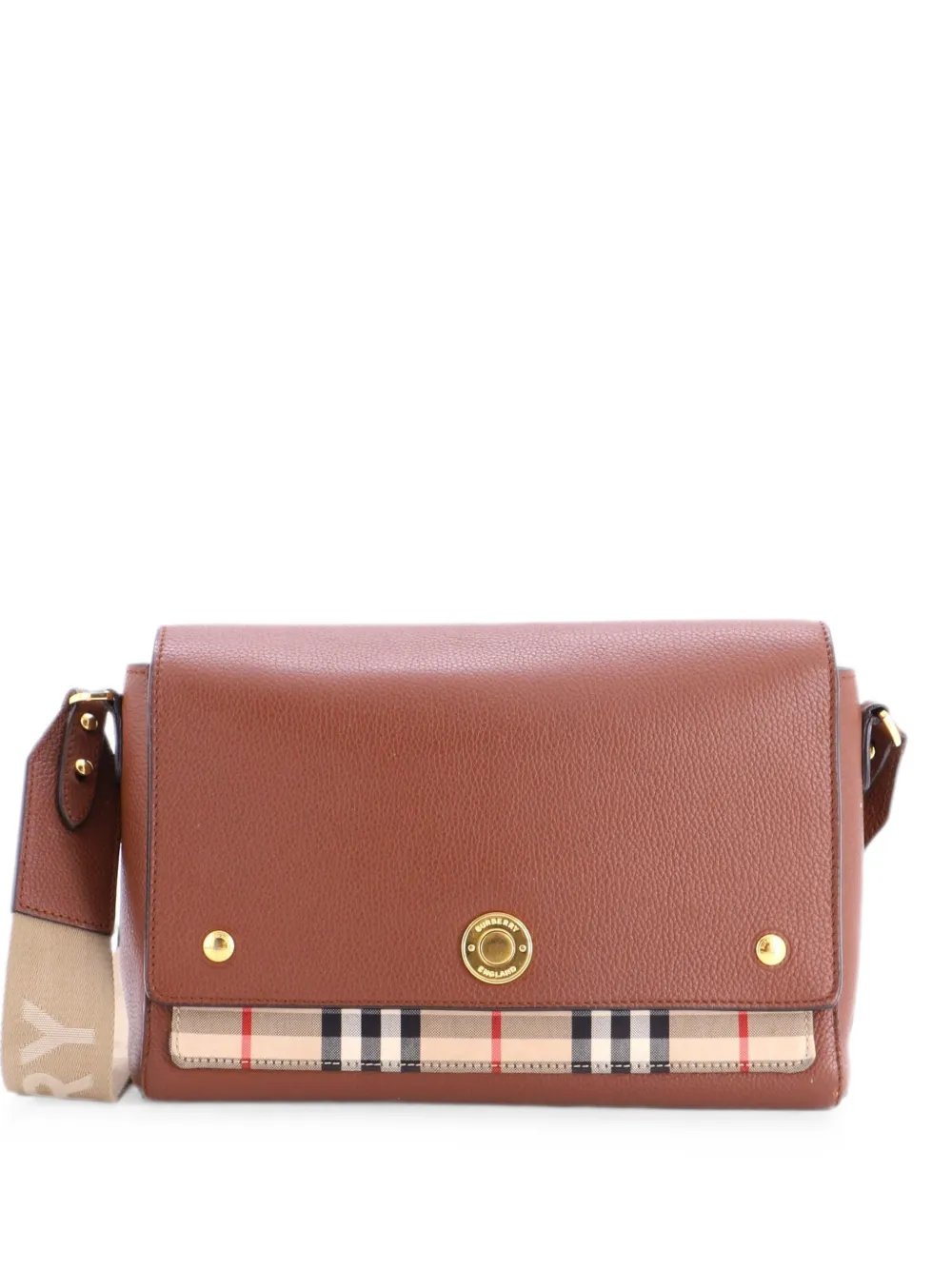 Note Leather with Vintage Check Canvas Medium crossbody bag
