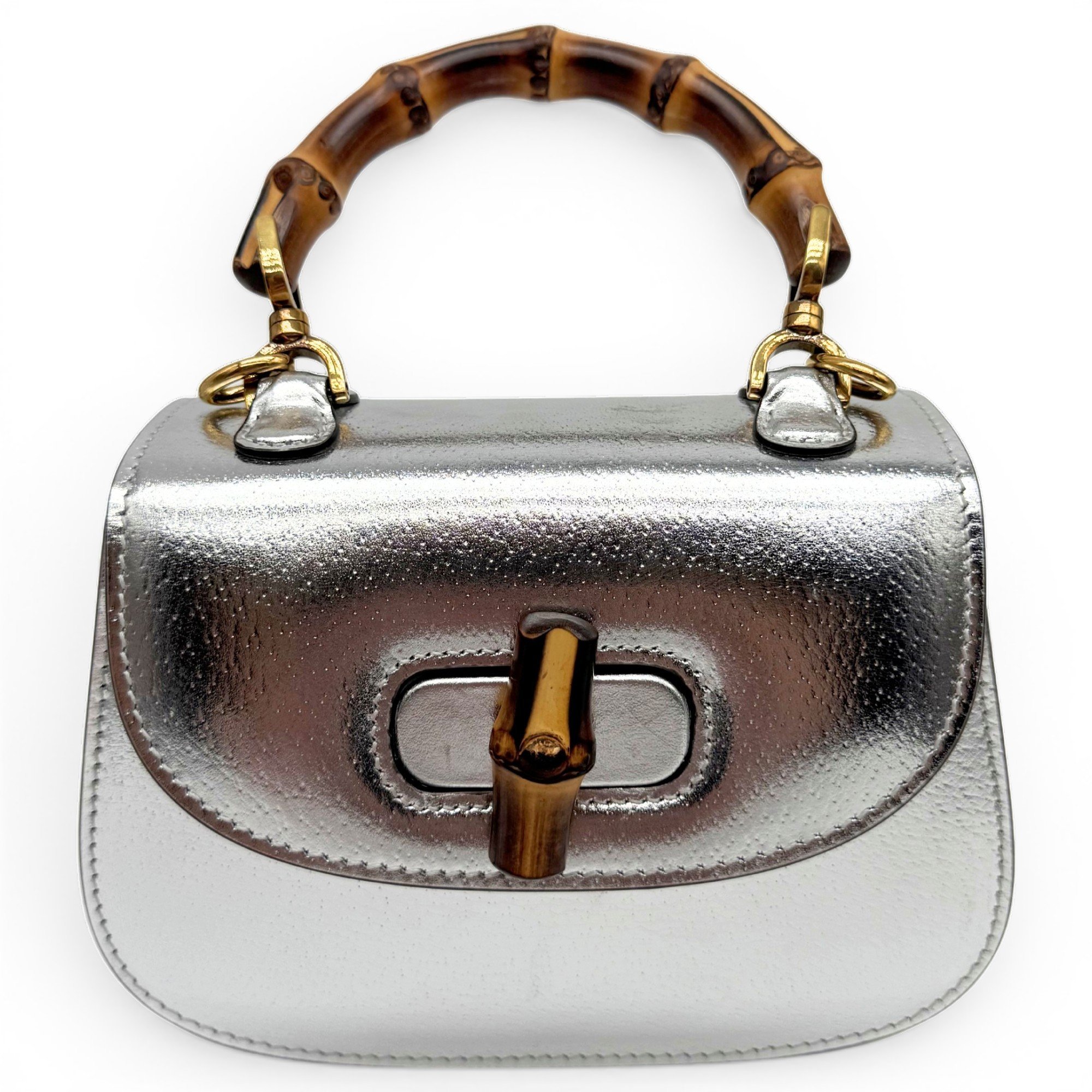 Convertible Bamboo Top Handle leather handbag