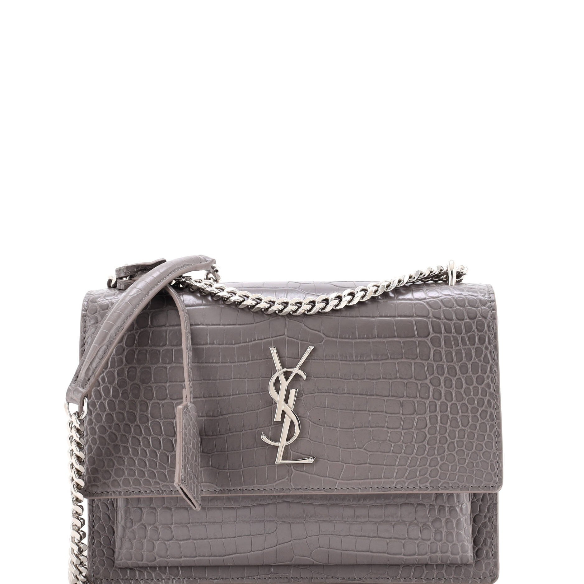 Sunset Crossbody Bag Crocodile Embossed Leather Medium