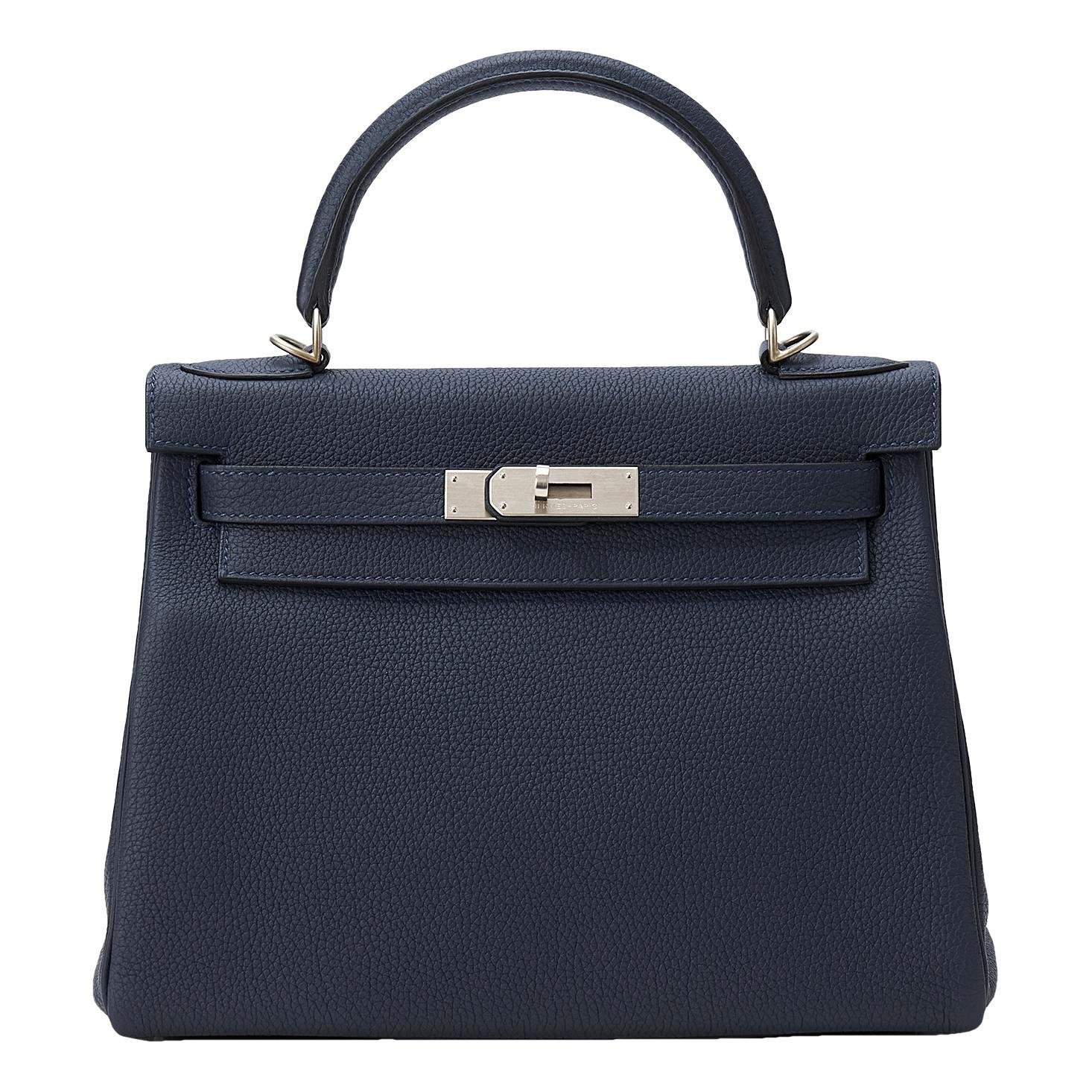 Hermes Kelly 28 Handbag Bleu Nuit Togo Leather 2018
