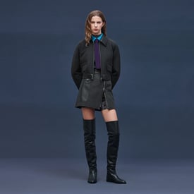 "H Kelly" mixed leather quilted jacket