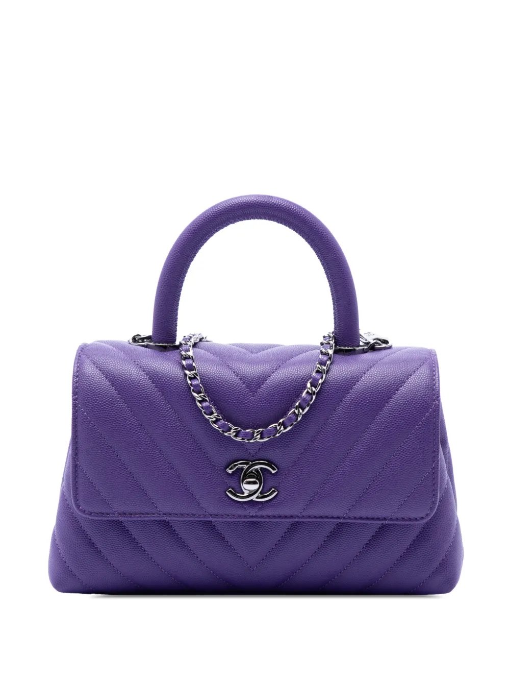 2019 Mini Chevron Caviar Coco Top Handle Bag satchel
