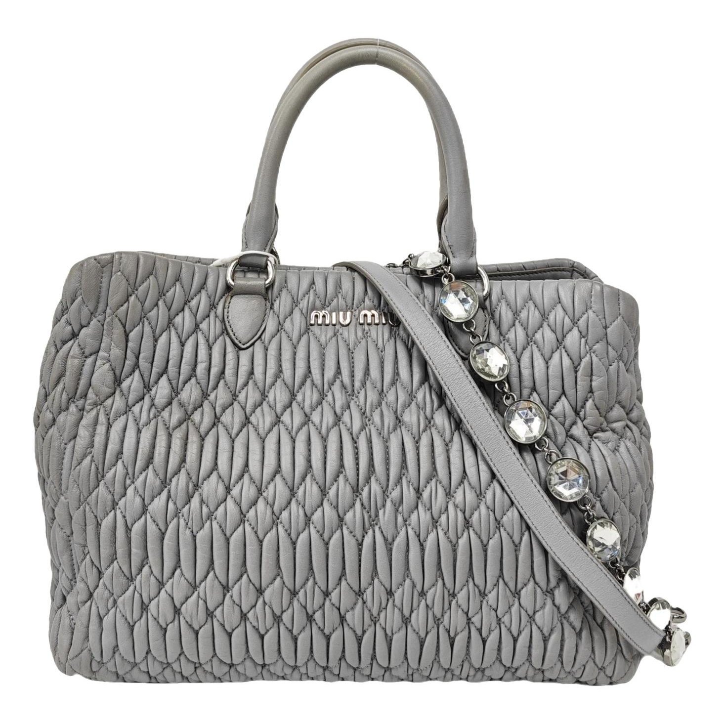 Miu Crystal leather handbag