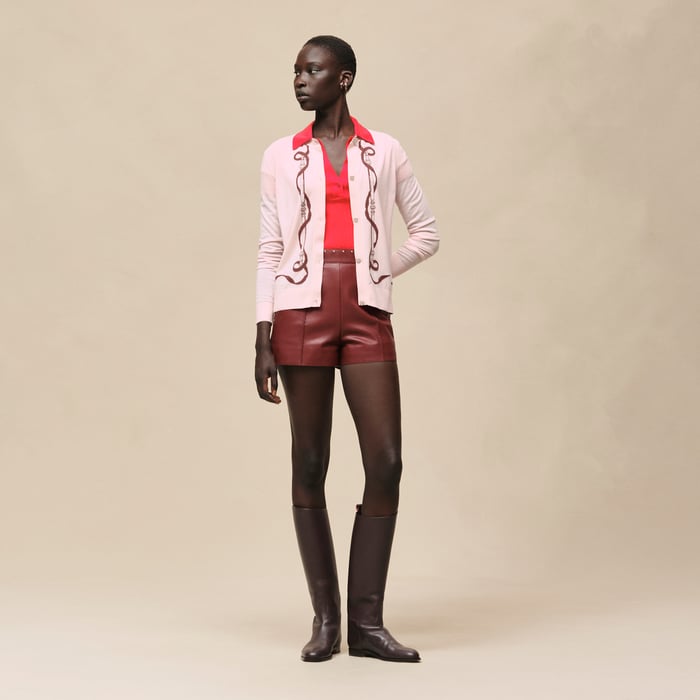 Rose Opaline "Ferronnerie" Long-sleeve Cardigan