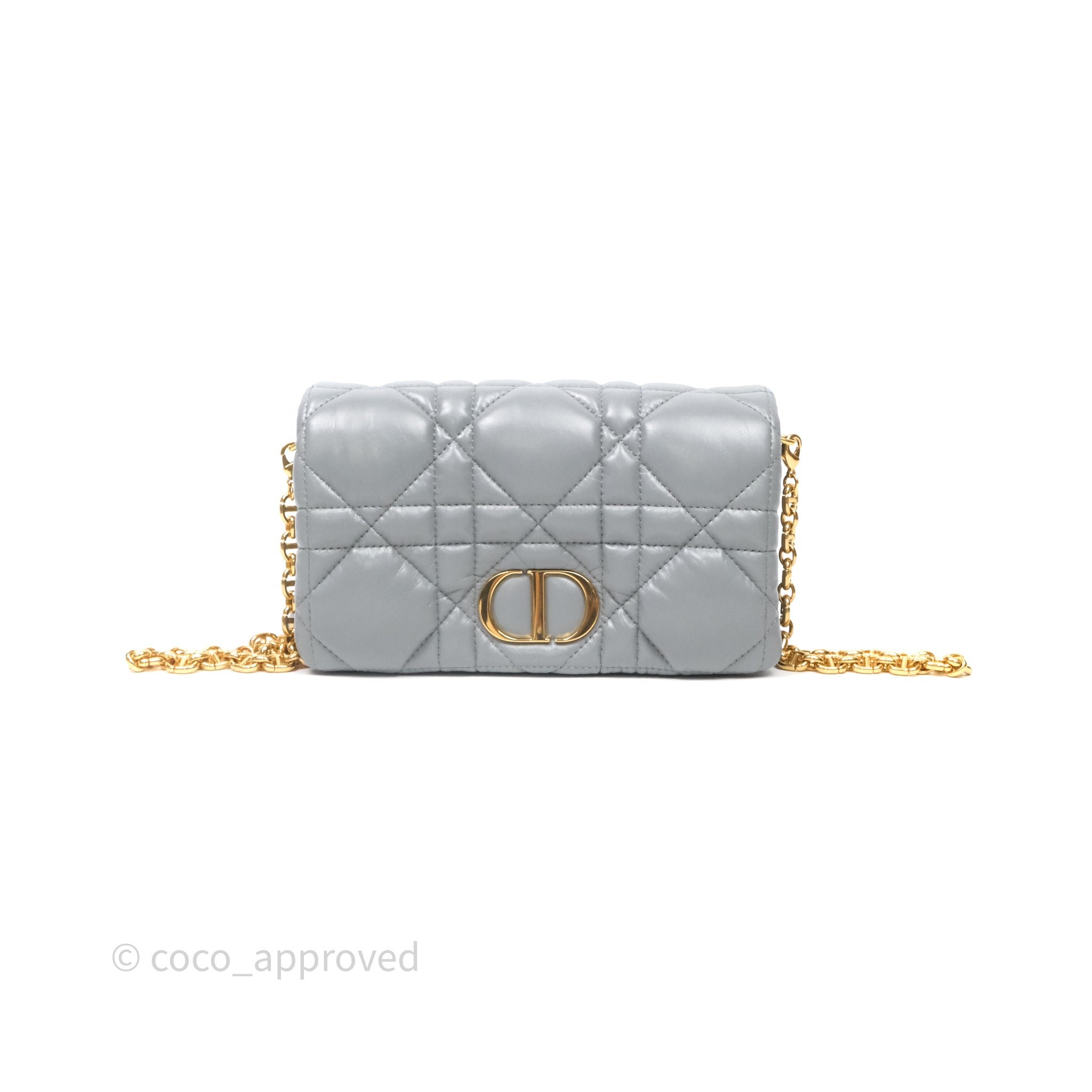 Christian Dior Mini Caro Bag Grey Macrocannage