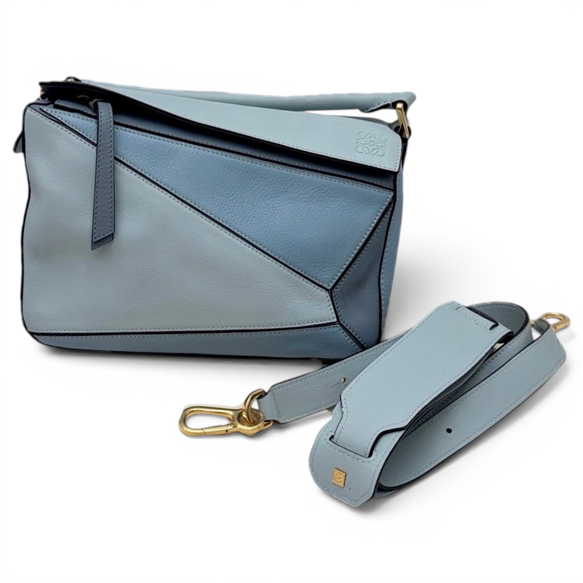 Puzzle leather handbag