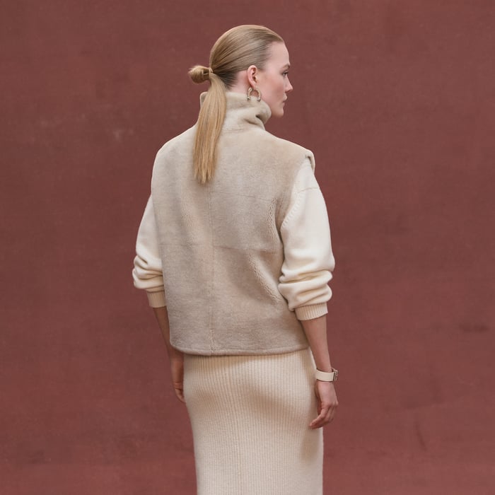 Beige Glaise Reversible Sleeveless Jacket