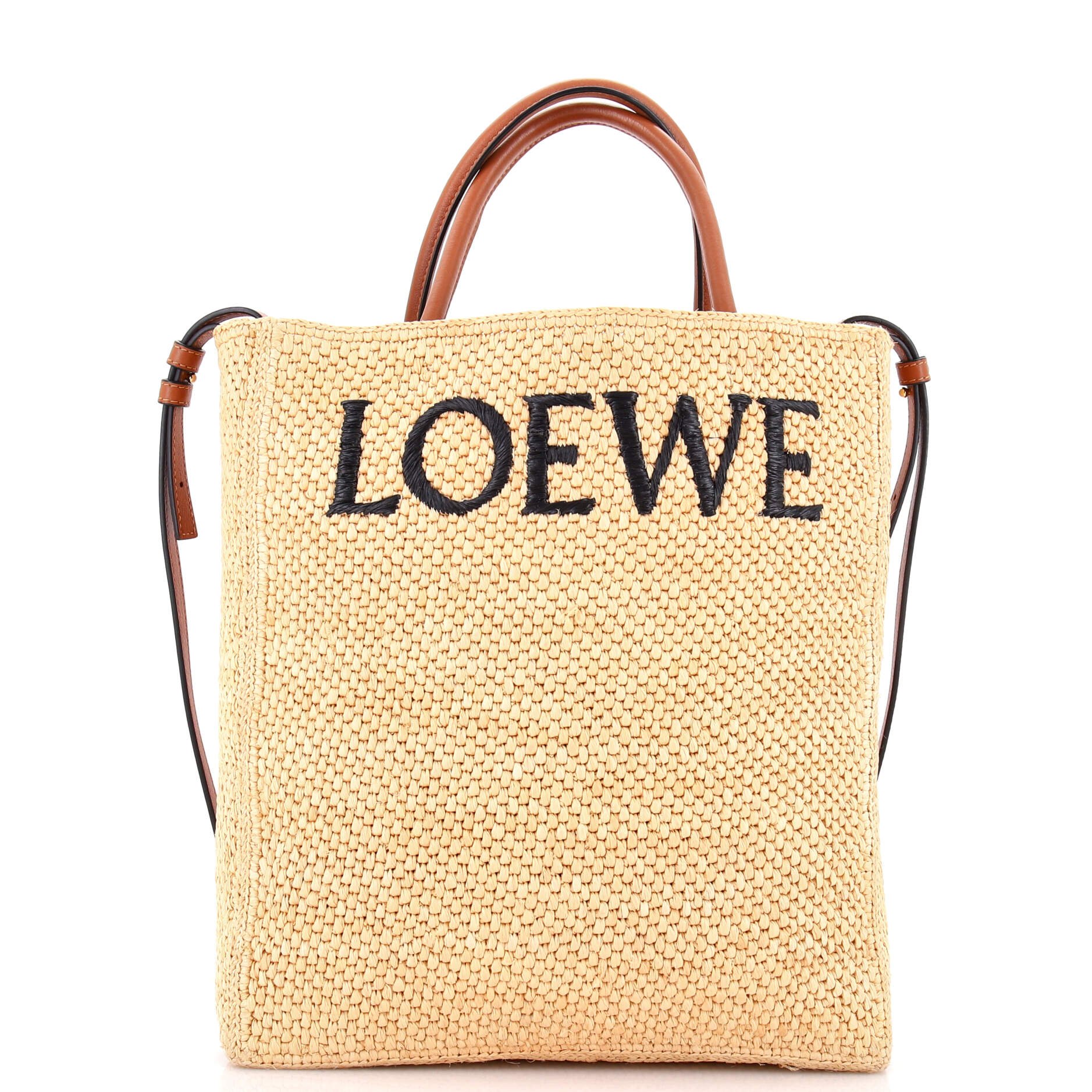 A4 Tote Raffia and Leather North South