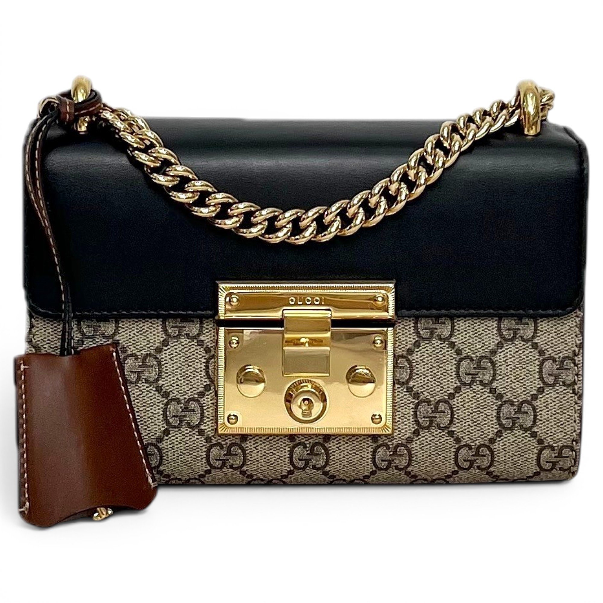 Padlock leather handbag