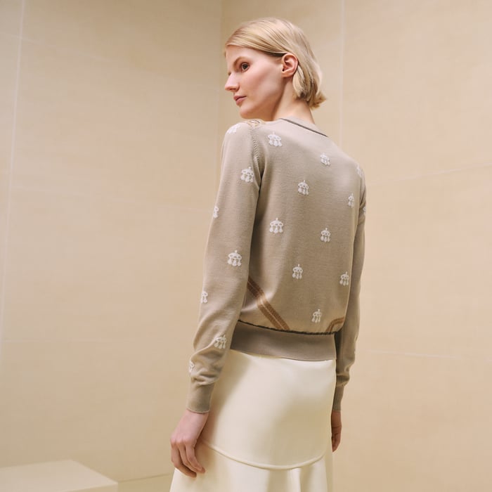 Beige Glaise "Mors a Jouets" Embroidered Long-sleeve Sweater