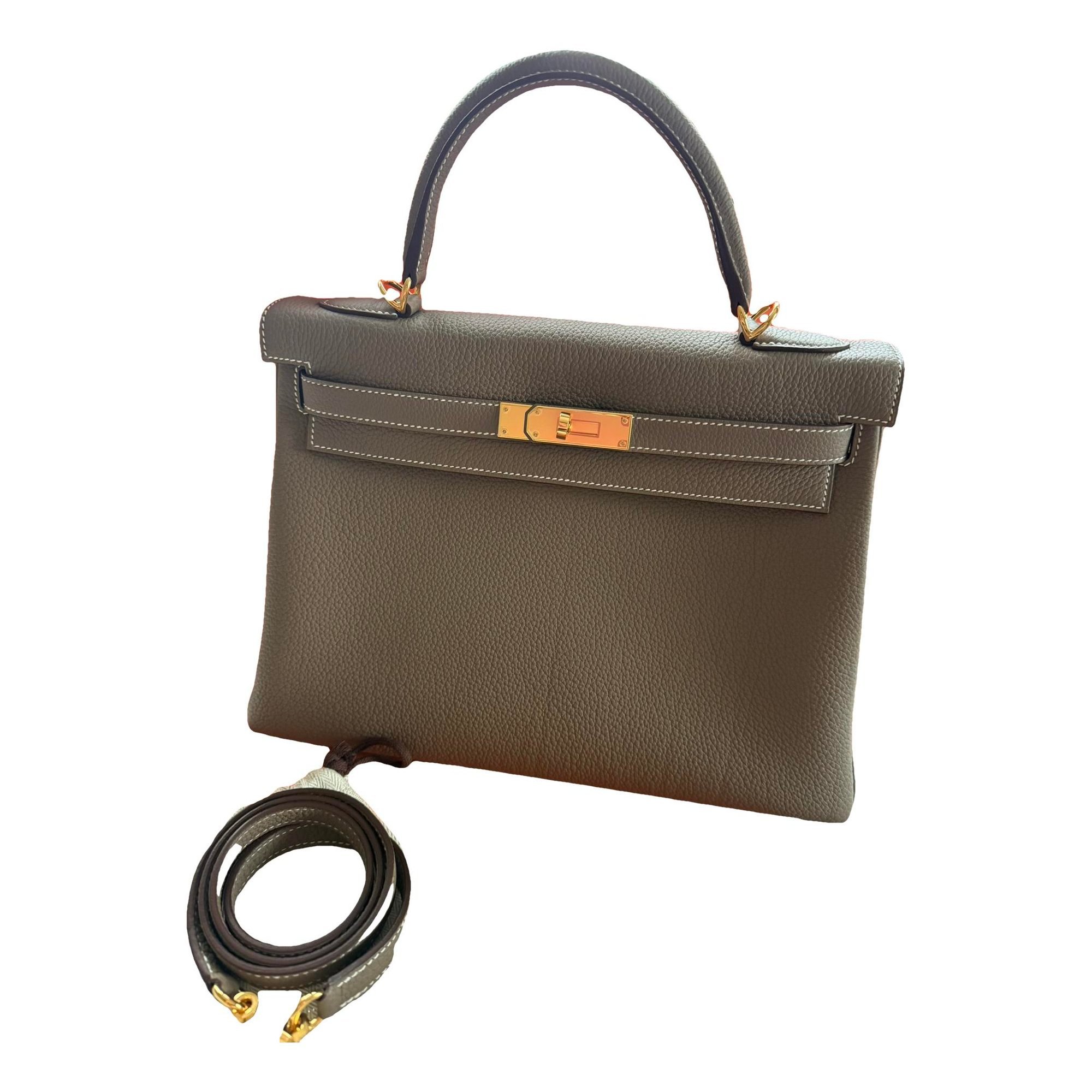 Hermes Kelly 32 Handbag Etoupe Togo Leather 2024