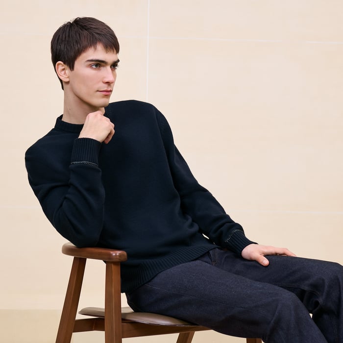 "Detail cuir tresse" crewneck sweater