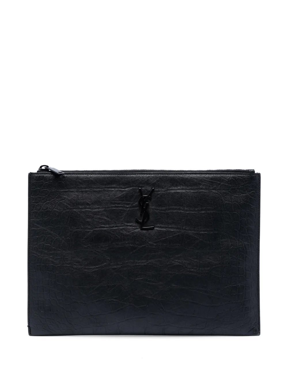 2018 Croc Embossed Leather Monogram Document Holder clutch bag