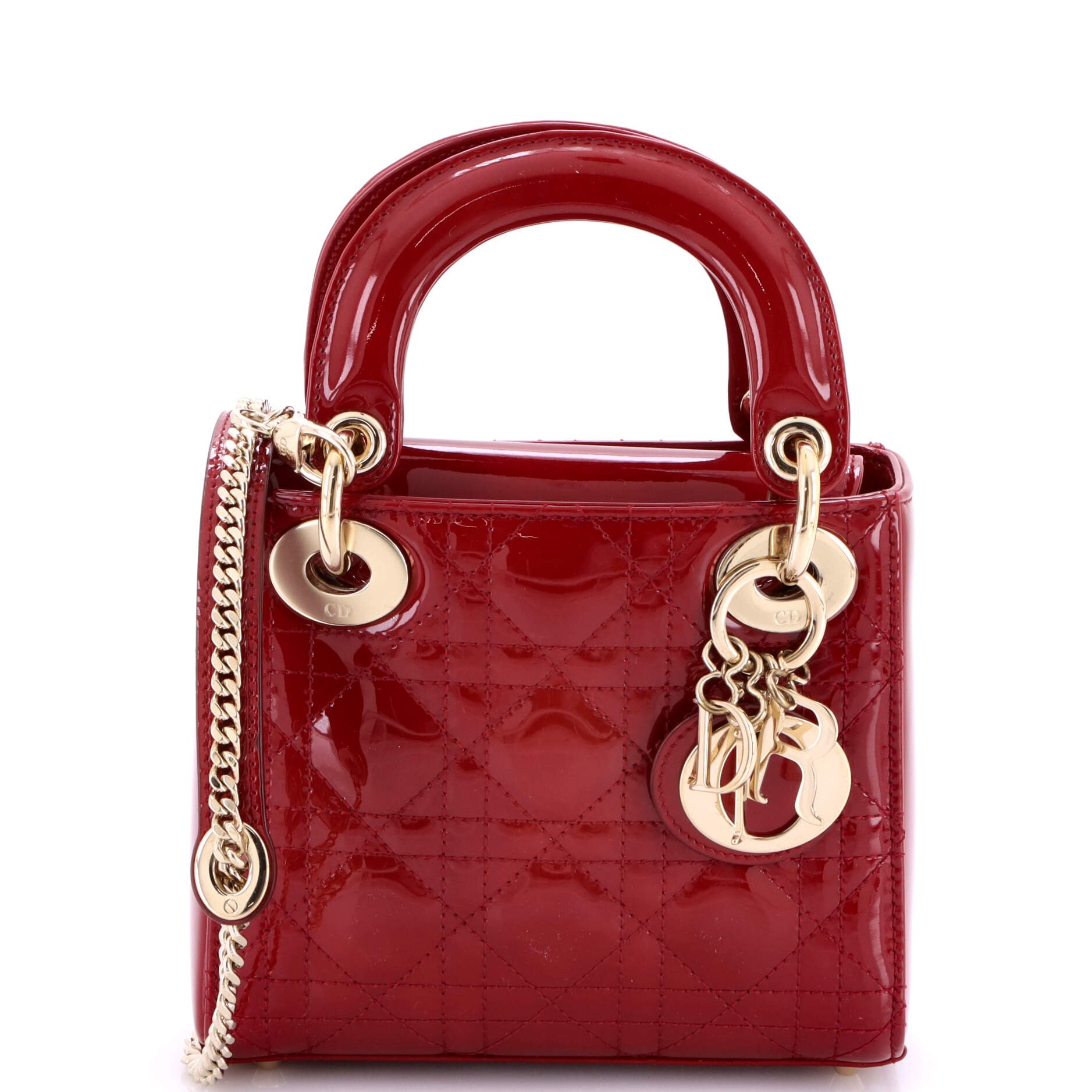 Dior Lady Dior Chain Bag Cannage Quilt Patent Mini
