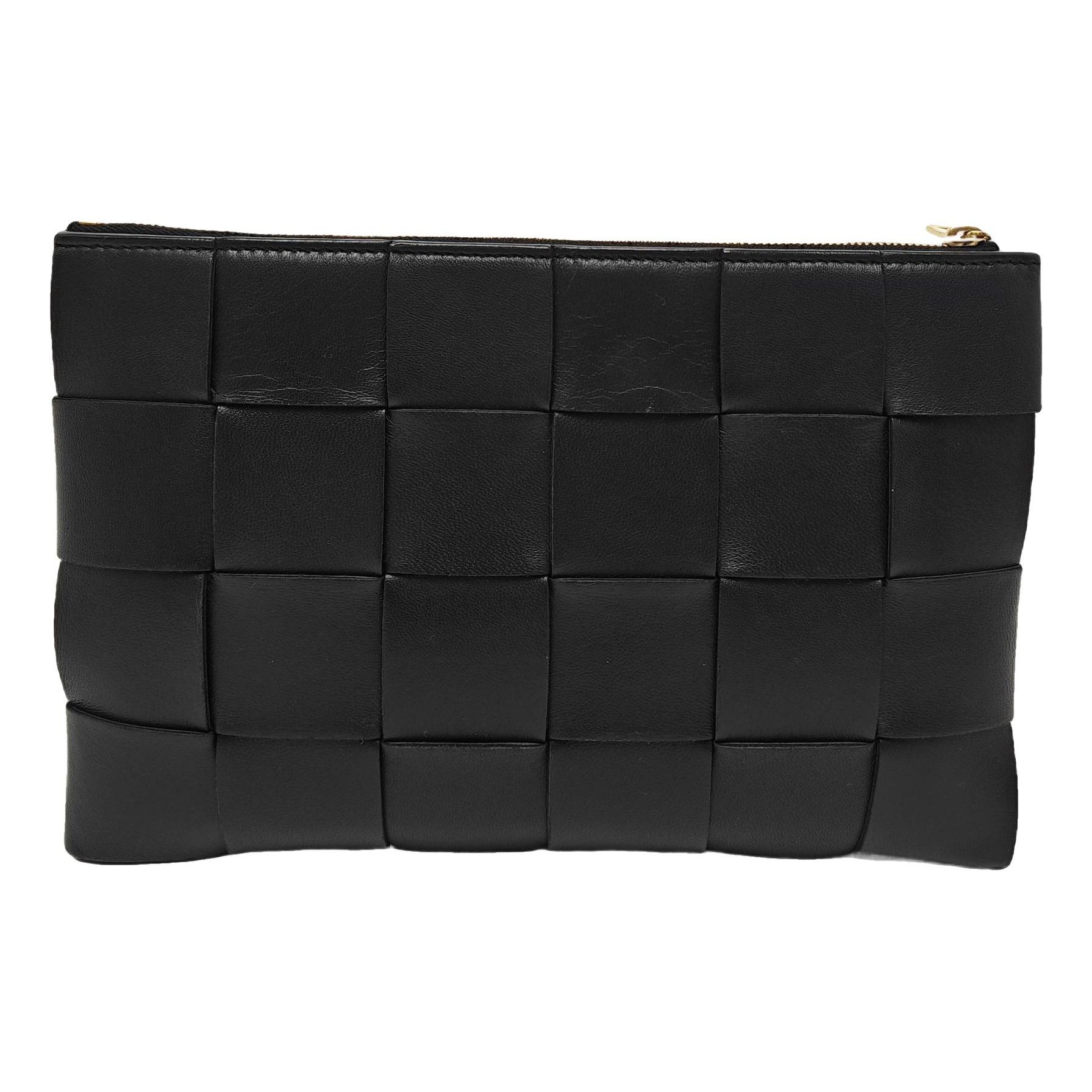 Snap leather clutch bag